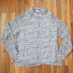Vintage Maggie L 100% Silk Matching‎ Tank And Button Up Top Set Size Large